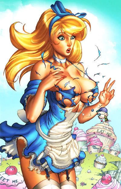 Cover for Grimm Fairy Tales Presents Alice in Wonderland (Zenescope Entertainment, 2012 series) #1 [Bluerainbow Exclusive Variant - Mike DeBalfo]