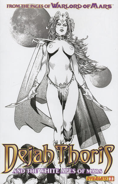 Cover for Dejah Thoris and the White Apes of Mars (Dynamite Entertainment, 2012 series) #1 [Brandon Peterson Black and White Risque Retailer Incentive]