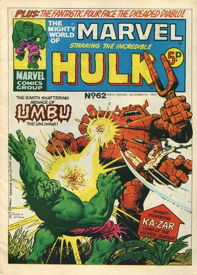 Cover for The Mighty World of Marvel (Marvel UK, 1972 series) #62