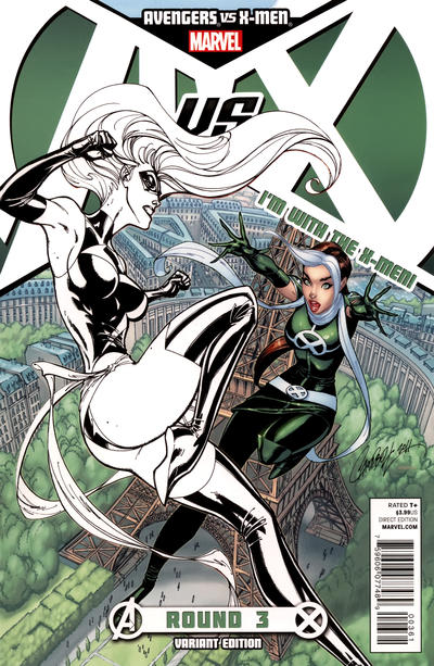 Cover for Avengers vs. X-Men (Marvel, 2012 series) #3 [Team X-Men Variant Cover by J. Scott Campbell]