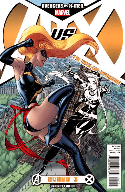 Cover for Avengers vs. X-Men (Marvel, 2012 series) #3 [Team Avengers Variant Cover by J. Scott Campbell]