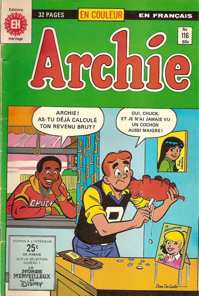 Cover for Archie (Editions Héritage, 1971 series) #116