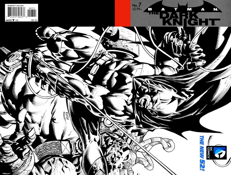 Cover for Batman: The Dark Knight (DC, 2011 series) #7 [David Finch / Richard Friend Black & White Wraparound Cover]