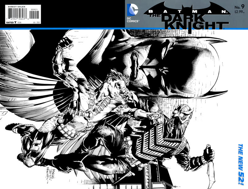 Cover for Batman: The Dark Knight (DC, 2011 series) #9 [David Finch / Richard Friend Black & White Wraparound Cover]