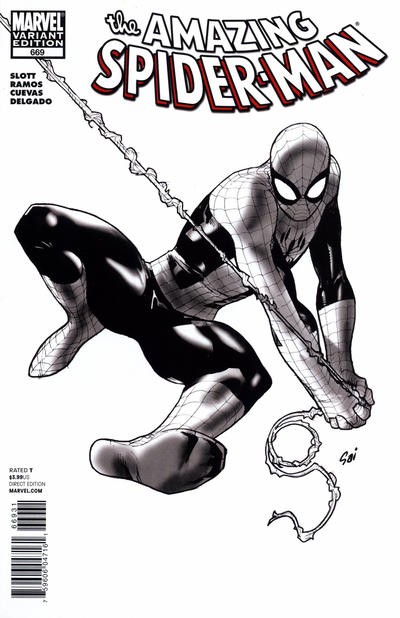 Cover for The Amazing Spider-Man (Marvel, 1999 series) #669 [Variant Edition - 'Marvel Architects' - Stuart Immonen B&W Cover]