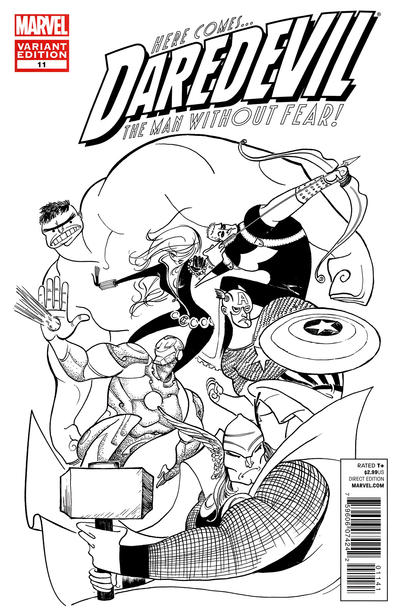 Cover for Daredevil (Marvel, 2011 series) #11 [Avengers Art Appreciation variant cover]