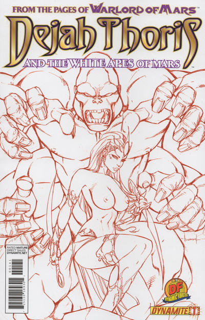 Cover for Dejah Thoris and the White Apes of Mars (Dynamite Entertainment, 2012 series) #1 [Alé Garza Risqué Red Dynamic Forces]