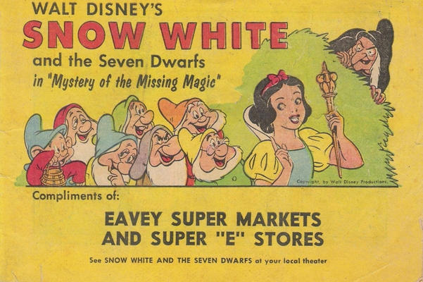 Cover for Snow White & the Seven Dwarfs in "Mystery of the Missing Magic" (Western, 1958 series) #[nn] [Eavey Super Markets and Super "E" Stores Variant]