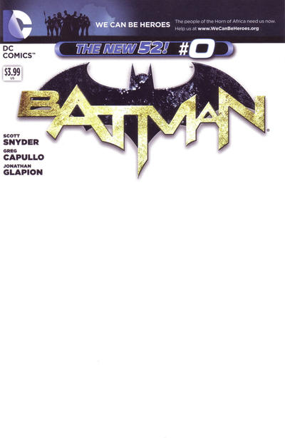 Cover for Batman (DC, 2011 series) #0 [We Can Be Heroes Blank Cover]