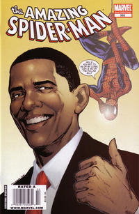 Cover for The Amazing Spider-Man (Marvel, 1999 series) #583 [Newsstand - 2nd Printing - Barack Obama - Phil Jimenez Cover]