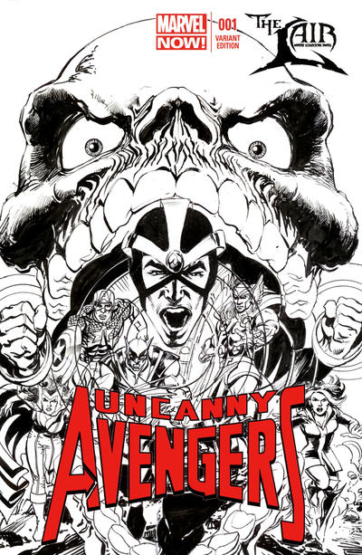 Cover for Uncanny Avengers (Marvel, 2012 series) #1 [The Lair Black and White Variant]