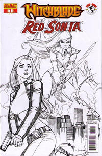 Cover Thumbnail for Witchblade / Red Sonja (Dynamite Entertainment, 2012 series) #1 [Ale Garza Black & White Retailer Incentive Cover]