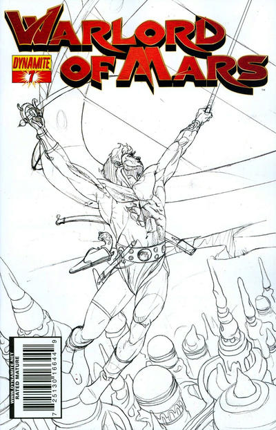 Cover for Warlord of Mars (Dynamite Entertainment, 2010 series) #7 [Black & White Retailer Incentive Sketch Variant Cover by Joe Jusko]
