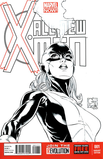 Cover for All-New X-Men (Marvel, 2013 series) #1 [Black & White Variant Cover by Joe Quesada]