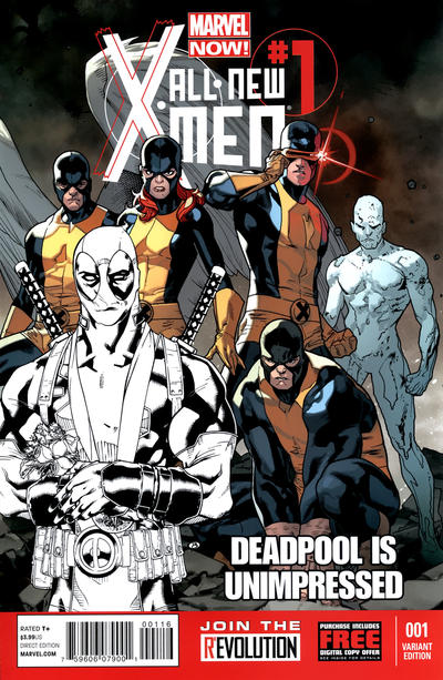 Cover for All-New X-Men (Marvel, 2013 series) #1 [Deadpool Is Unimpressed Sketch Variant Cover by Stuart Immonen]