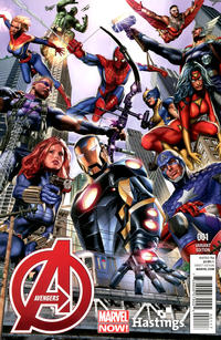 Cover Thumbnail for Avengers (Marvel, 2013 series) #1 [Hastings Variant Cover by Greg Land]