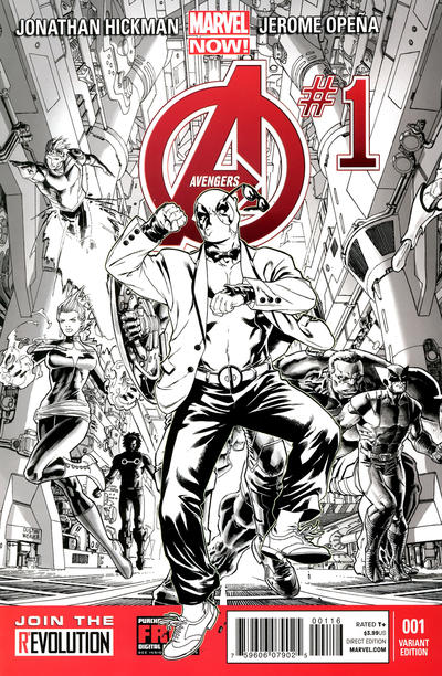 Cover for Avengers (Marvel, 2013 series) #1 [Deadpool Gangnam Style Sketch Variant Cover by Mark Brooks & Dustin Weaver]