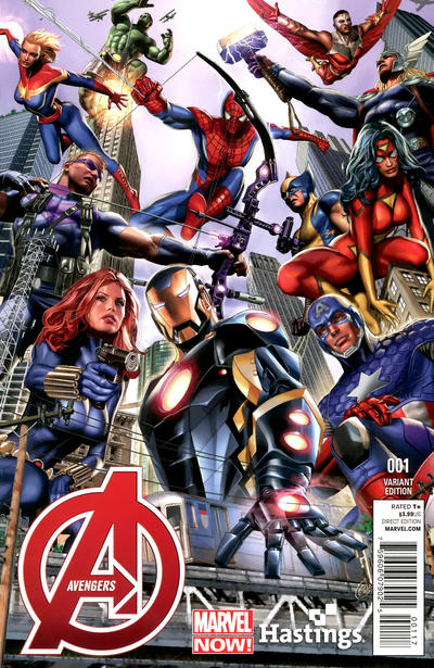 Cover for Avengers (Marvel, 2013 series) #1 [Hastings Variant Cover by Greg Land]
