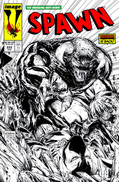 Cover for Spawn (Image, 1992 series) #222 [Cover B - B&W Incentive Variant by Todd McFarlane]