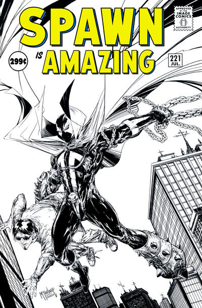 Cover for Spawn (Image, 1992 series) #221 [Cover B - B&W Incentive Variant by Todd McFarlane]