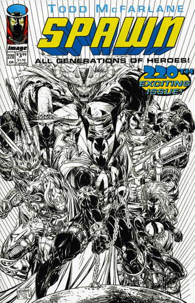 Cover for Spawn (Image, 1992 series) #220 [Cover E - B&W Incentive Sketch by Todd McFarlane]