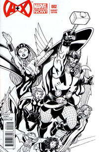 Cover for A+X (Marvel, 2012 series) #2 [Black & White Variant Cover by Ed McGuinness]