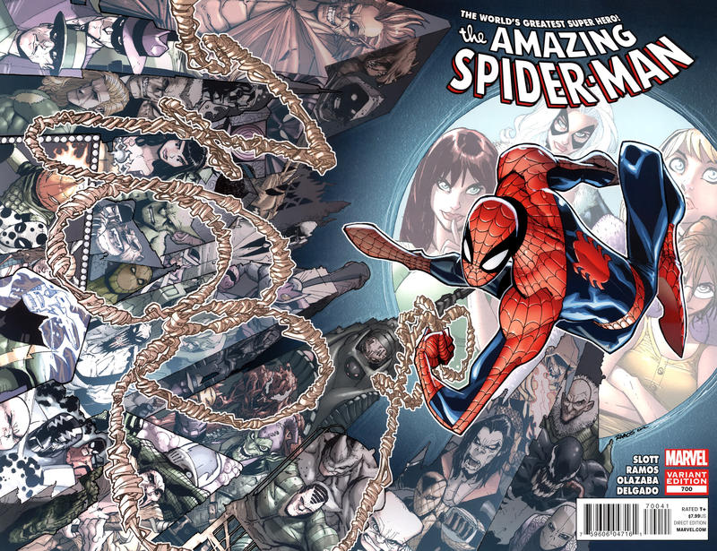 Cover for The Amazing Spider-Man (Marvel, 1999 series) #700 [Variant Edition - Humberto Ramos Wraparound Cover]