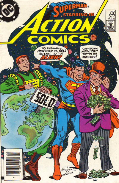 Cover for Action Comics (DC, 1938 series) #573 [Newsstand]