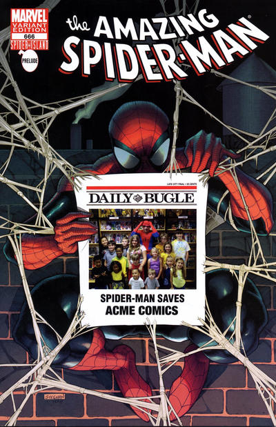 Cover for The Amazing Spider-Man (Marvel, 1999 series) #666 [Variant Edition - Acme Comics Bugle Exclusive]