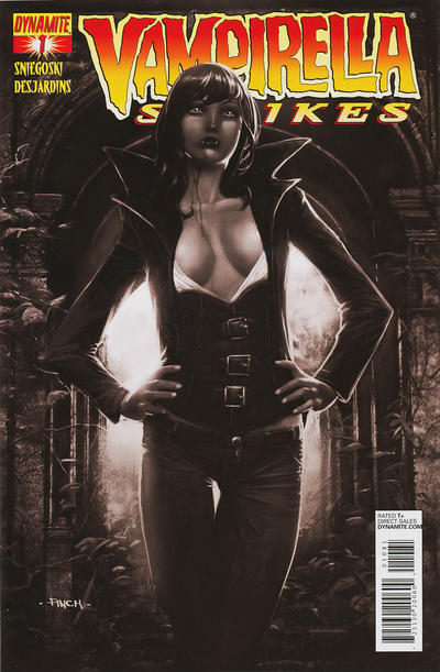 Cover for Vampirella Strikes (Dynamite Entertainment, 2013 series) #1 [David Finch "Black and white" cover]