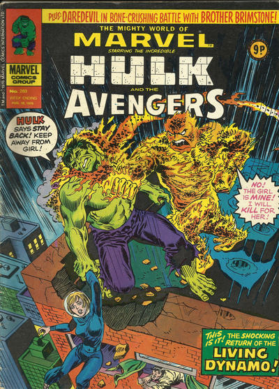 Cover for The Mighty World of Marvel (Marvel UK, 1972 series) #203