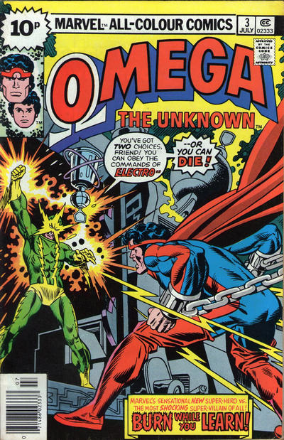 Cover for Omega the Unknown (Marvel, 1976 series) #3 [British]