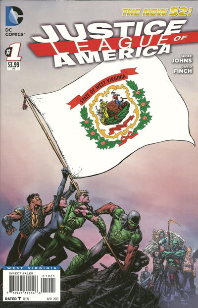 Cover for Justice League of America (DC, 2013 series) #1 [West Virginia Flag Cover]