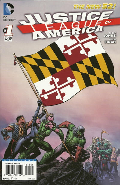 Cover for Justice League of America (DC, 2013 series) #1 [Maryland Flag Cover]