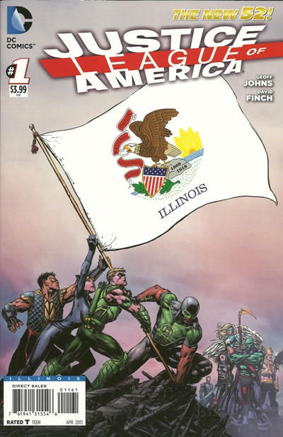 Cover for Justice League of America (DC, 2013 series) #1 [Illinois Flag Cover]