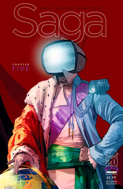 Cover for Saga (Image, 2012 series) #5 [2nd Printing Cover by Fiona Staples]