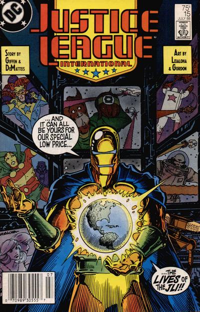 Cover for Justice League International (DC, 1987 series) #15 [Newsstand]