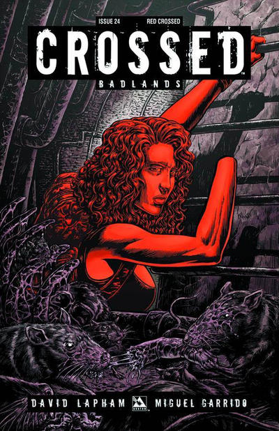 Cover for Crossed Badlands (Avatar Press, 2012 series) #24 [Red Crossed Variant Cover by Raulo Caceres]