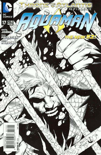 Cover for Aquaman (DC, 2011 series) #17 [Paul Pelletier / Art Thibert Black & White Cover]