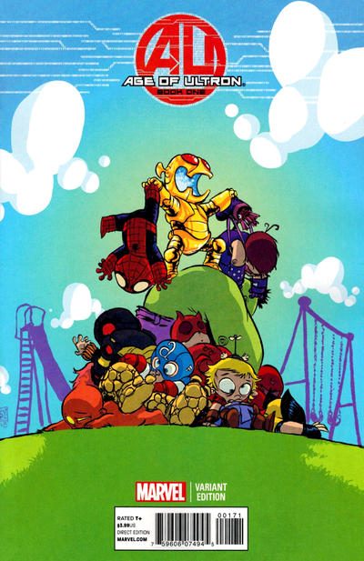 Cover for Age of Ultron (Marvel, 2013 series) #1 [Marvel Babies Variant Cover by Skottie Young]
