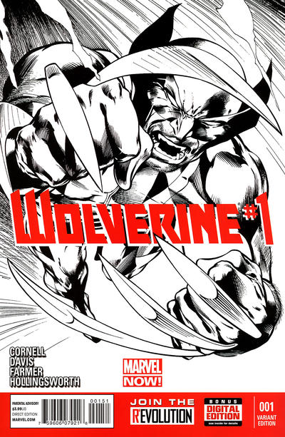 Cover for Wolverine (Marvel, 2013 series) #1 [Alan Davis Black & White Variant]