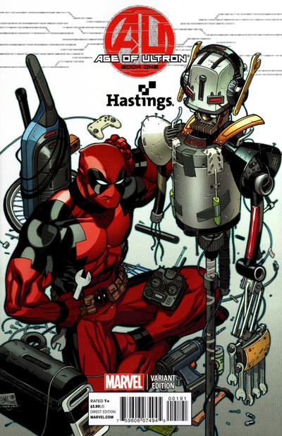 Cover for Age of Ultron (Marvel, 2013 series) #1 [Hastings Deadpool Exclusive Variant by Ed McGuinness]