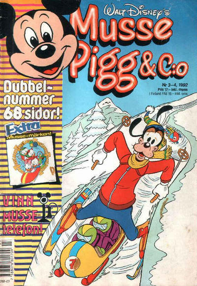 Cover for Musse Pigg & C:o (Serieförlaget [1980-talet]; Hemmets Journal, 1990 series) #3-4/1992