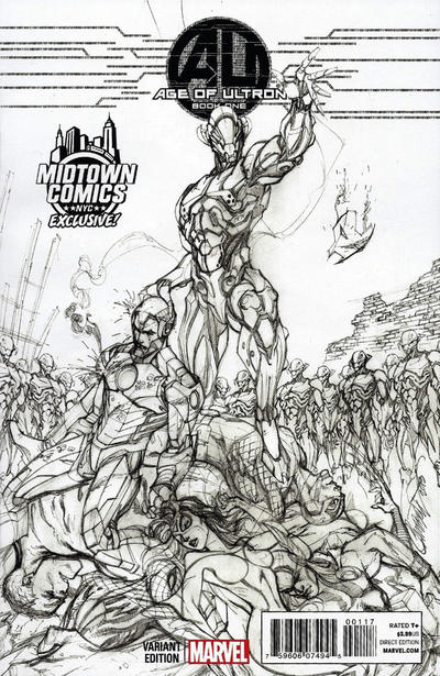 Cover for Age of Ultron (Marvel, 2013 series) #1 [Midtown Comics Sketch Exclusive Variant by J. Scott Campbell]