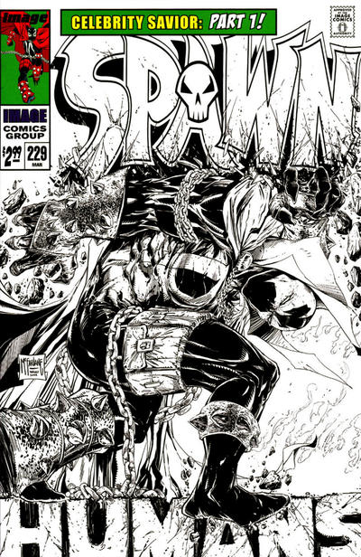 Cover for Spawn (Image, 1992 series) #229 [Cover B - B&W Incentive Variant by Todd McFarlane]