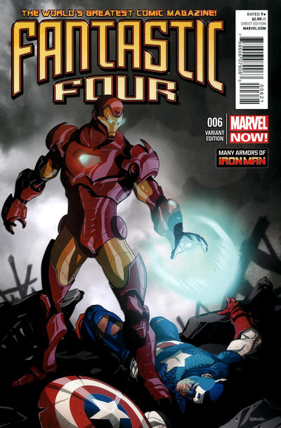 Cover for Fantastic Four (Marvel, 2013 series) #6 [Many Armors of Iron Man Variant]