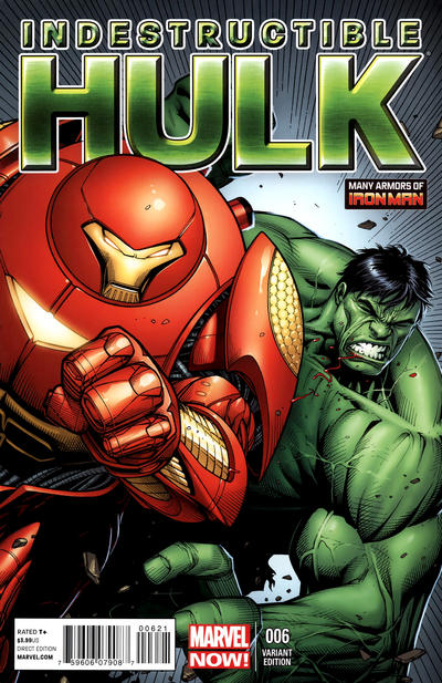 Cover for Indestructible Hulk (Marvel, 2013 series) #6 [Many Armors of Iron Man by Dale Keown]