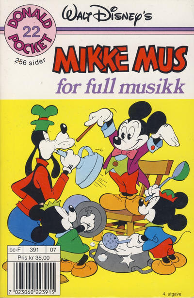 Cover for Donald Pocket (Hjemmet / Egmont, 1968 series) #22 - Mikke Mus for full musikk [3. opplag Reutsendelse 391 07]