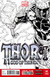 Cover for Thor: God of Thunder (Marvel, 2013 series) #1 [Black & White Variant Cover by Joe Quesada]