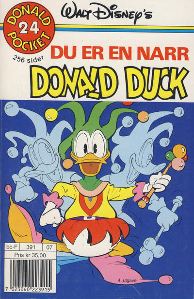 Cover for Donald Pocket (Hjemmet / Egmont, 1968 series) #24 - Du er en narr Donald Duck [4. opplag Reutsendelse 391 07]